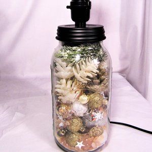 MASON JAR INDOOR OUTDOOR LAMP 12" HOLIDAY FALL